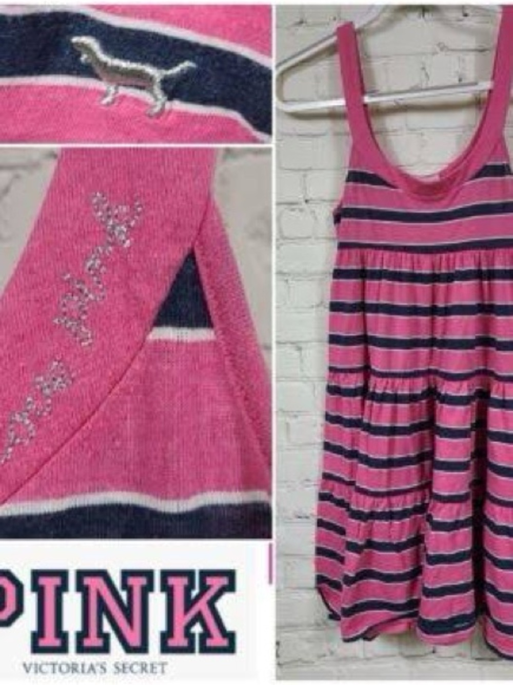 Y2K PINK by Victoria's Secret Pink Striped Tank Dress and matching cardigan set